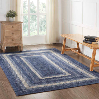 Great Falls Blue Jute Braided Rug Rect with Rug Pad 5'x8' VHC Brands - The Fox Decor